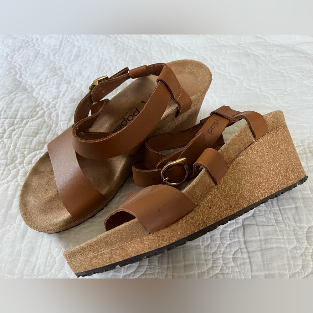 Papillio/Birkenstock Leather Tan/Camel Sandals 38